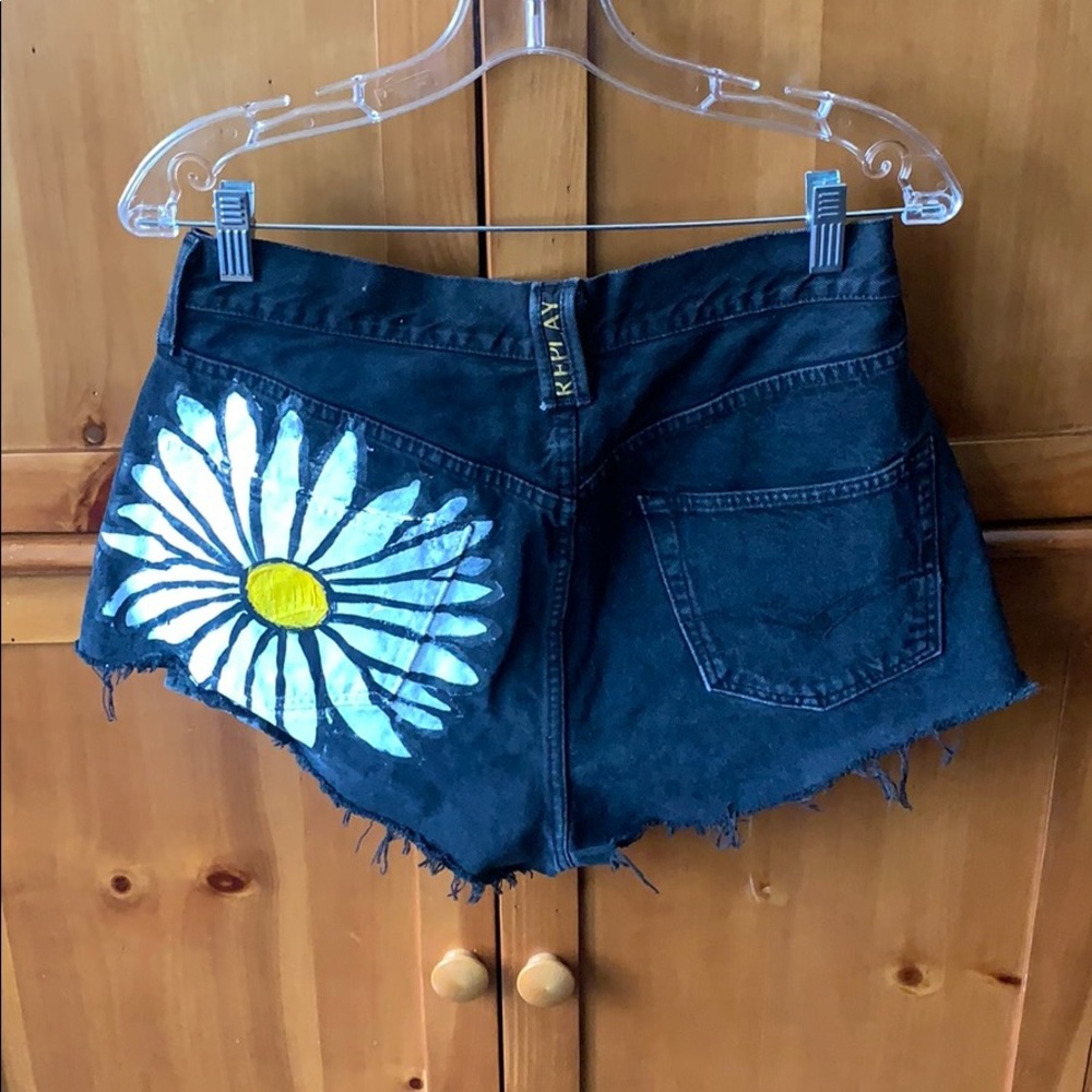 Black handpainted cutoff shorts!